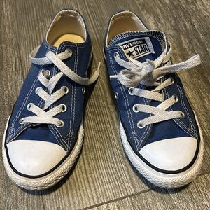 CONVERSE All Star Youth Low Blue Canvas Sneakers, Size 1